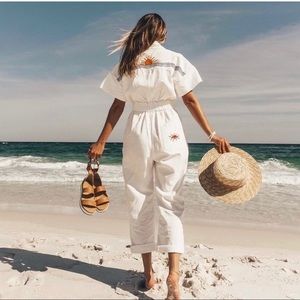 Soludos Rialto Ivory Short Sleeve Jumpsuit Size Large